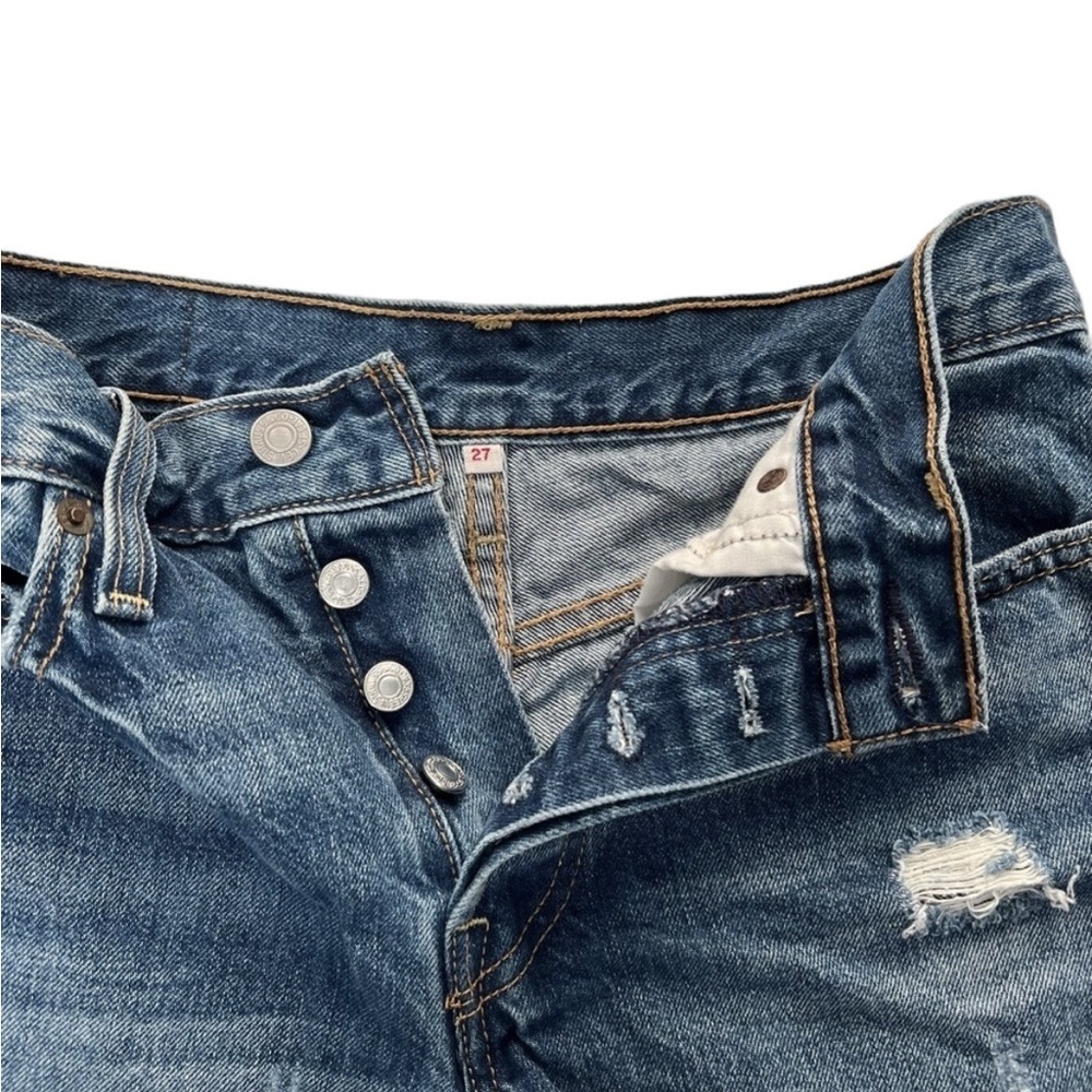 Levi's Cut Off Jeans Shorts High Rise Button Fly Frayed Hem Size 27 - Picture 3 of 7